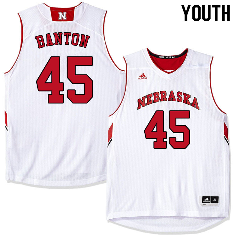Youth #45 Dalano Banton Nebraska Cornhuskers College Basketball Jerseys Sale-White - Click Image to Close